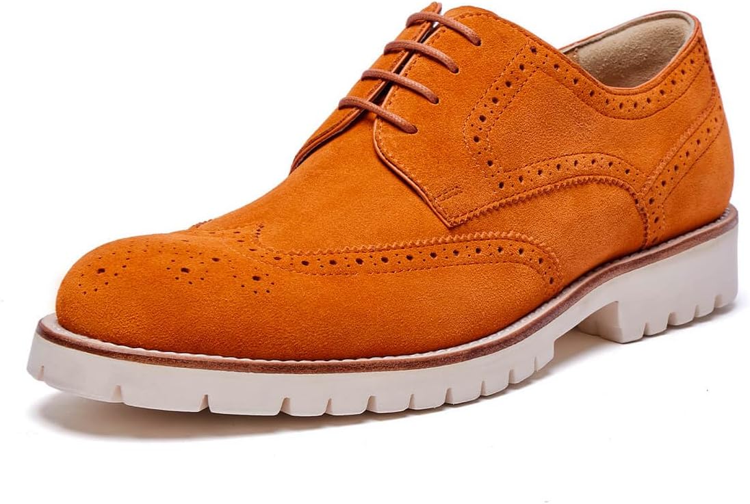 

Мужские классические туфли Вингтип из натуральной кожи коровы Оксфорды с брогированием для свадьбы, бизнеса и официальных мероприятий Jepsen Gord, оранжевый
