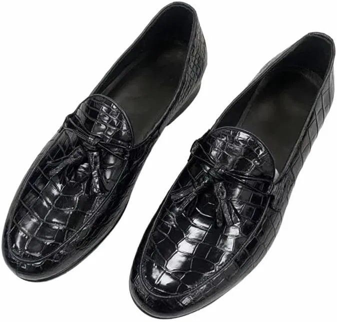 Лоферы крокодиловая кожа Authentic, черный