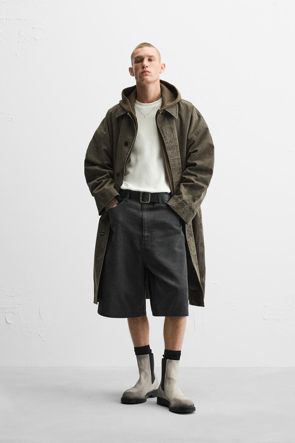 

Тренч-пальто оверсайз ZARA, коричневый