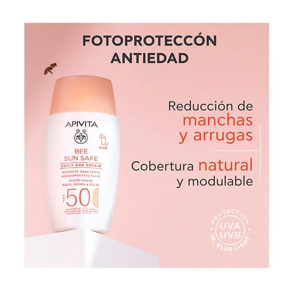 Жидкий солнцезащитный крем SPF50 с цветным покрытием 50 мл APIVITA — фото 2