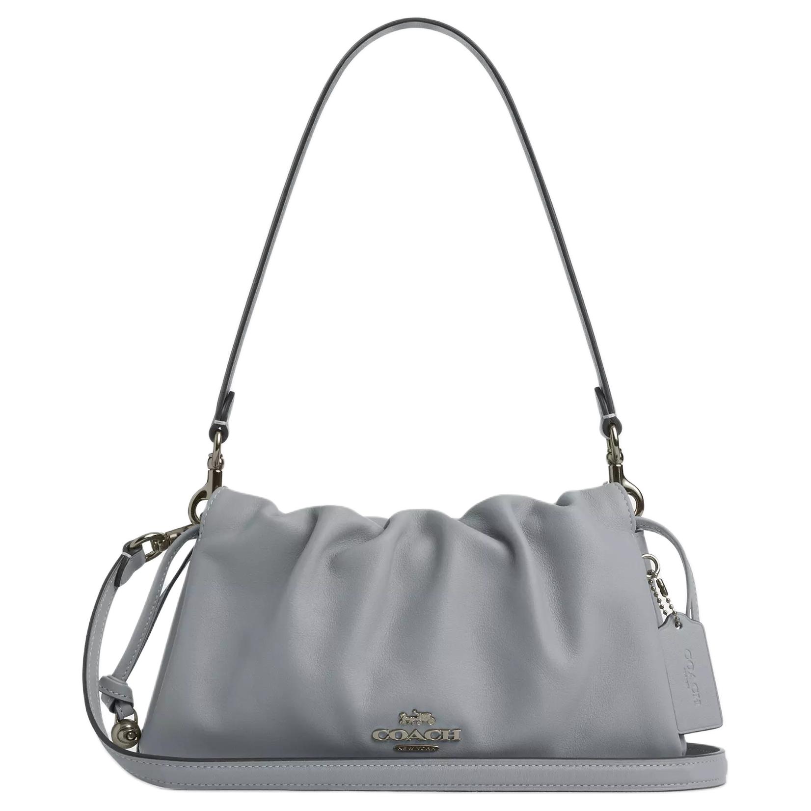 

COACH Сумка Faye Smooth Leather Cloud через плечо средний размер женская серо-голубая