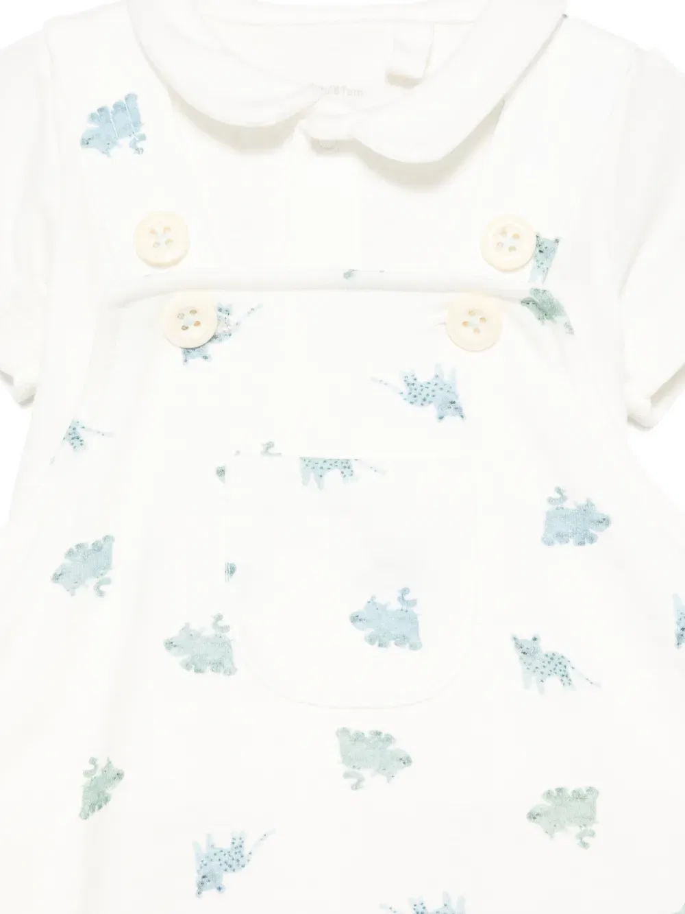 Комбинезон с воротником Питера Пэна Petit Bateau, белый — фото 3