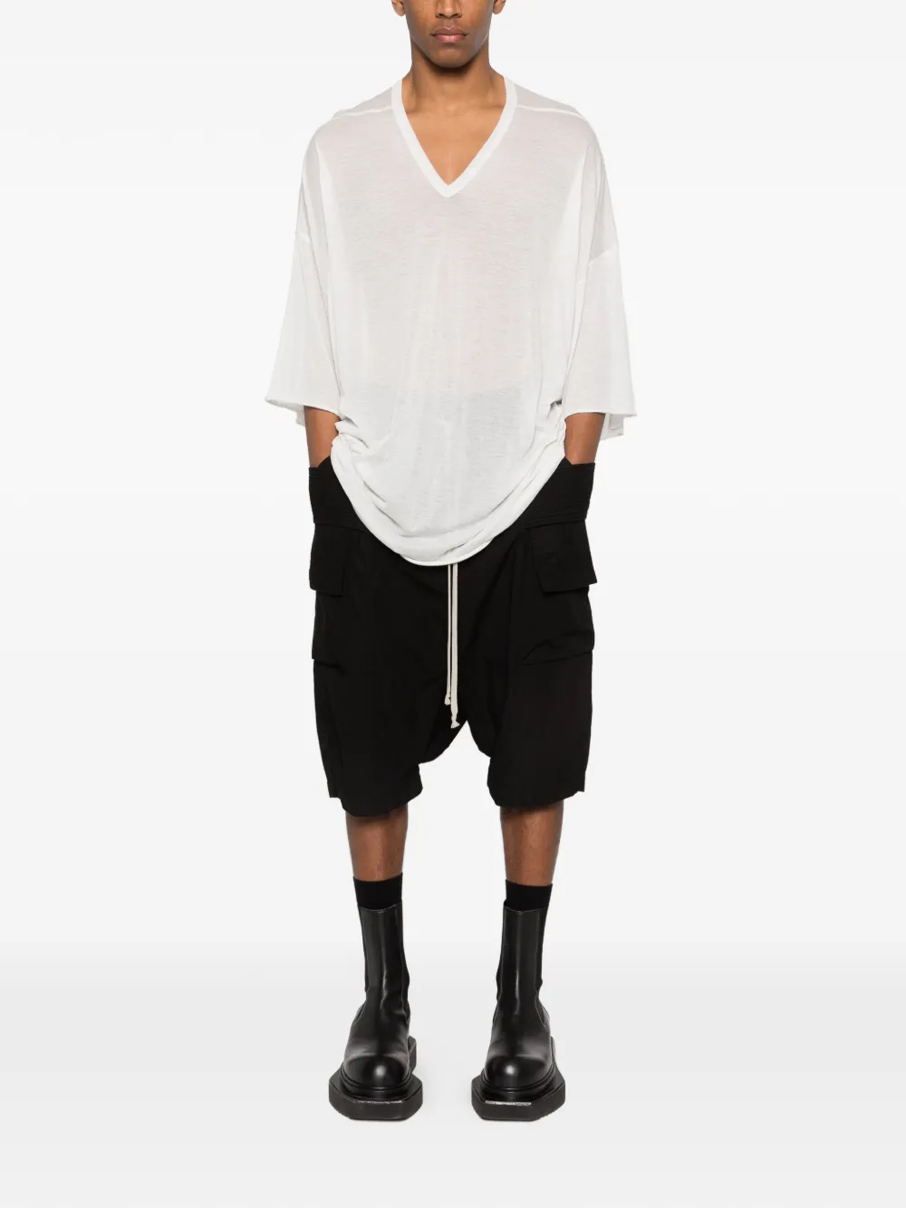 Футболка с короткими рукавами и V-образным вырезом Tommy Rick Owens, белый — фото 2