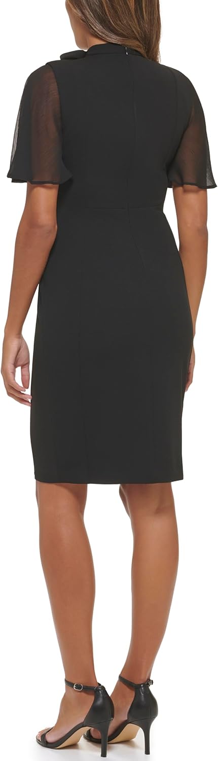 Женское платье-футляр Calvin Klein с высоким воротом для мероприятий, Black — фото 4