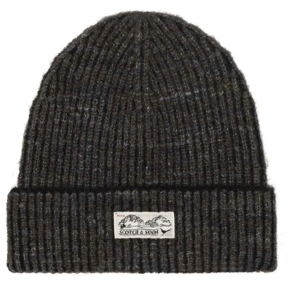 

Шапка Scotch & Soda с двухцветной ребристой манжетой, черный