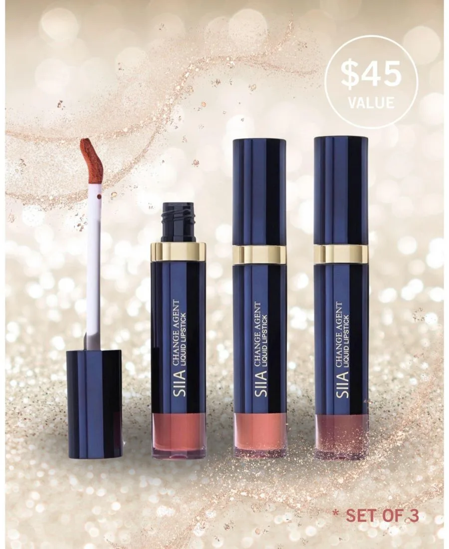 Набор из 3 жидких помад SIIA Cosmetics, Warm Neutral