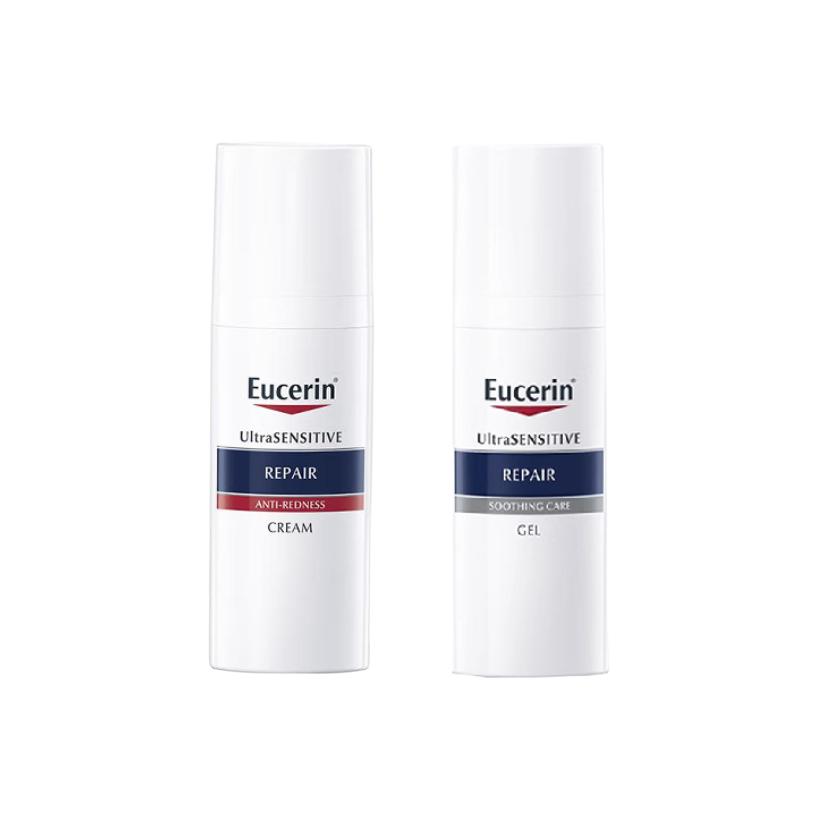 

успокаивающий восстанавливающий крем сыворотка набор для ухода за кожей увлажняющий 50мл+30мл Eucerin, two-piece set: 50ml soothing cream+50ml красныйening cream