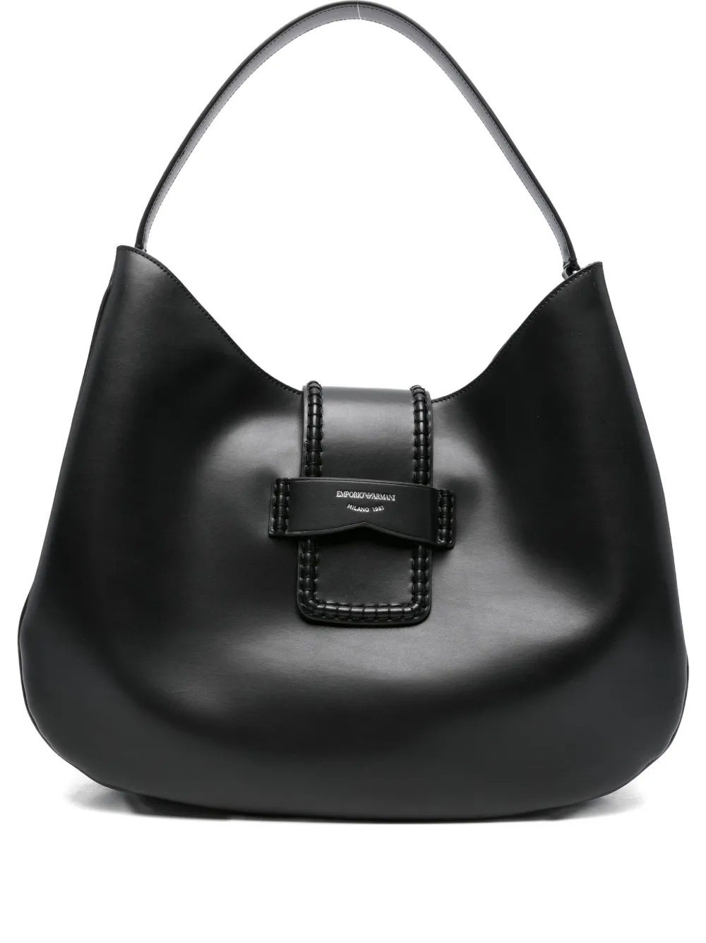

Сумка через плечо из кожи с плетеными деталями EMPORIO ARMANI, черный