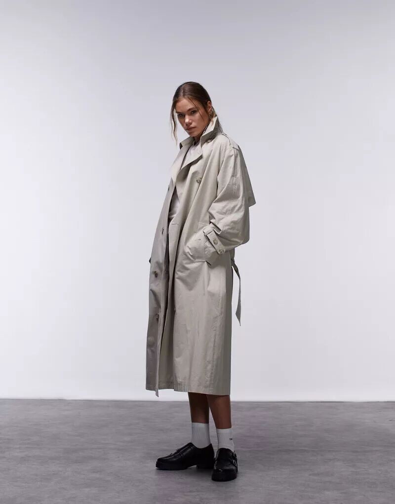 

Длинный тренч Topshop с камнем