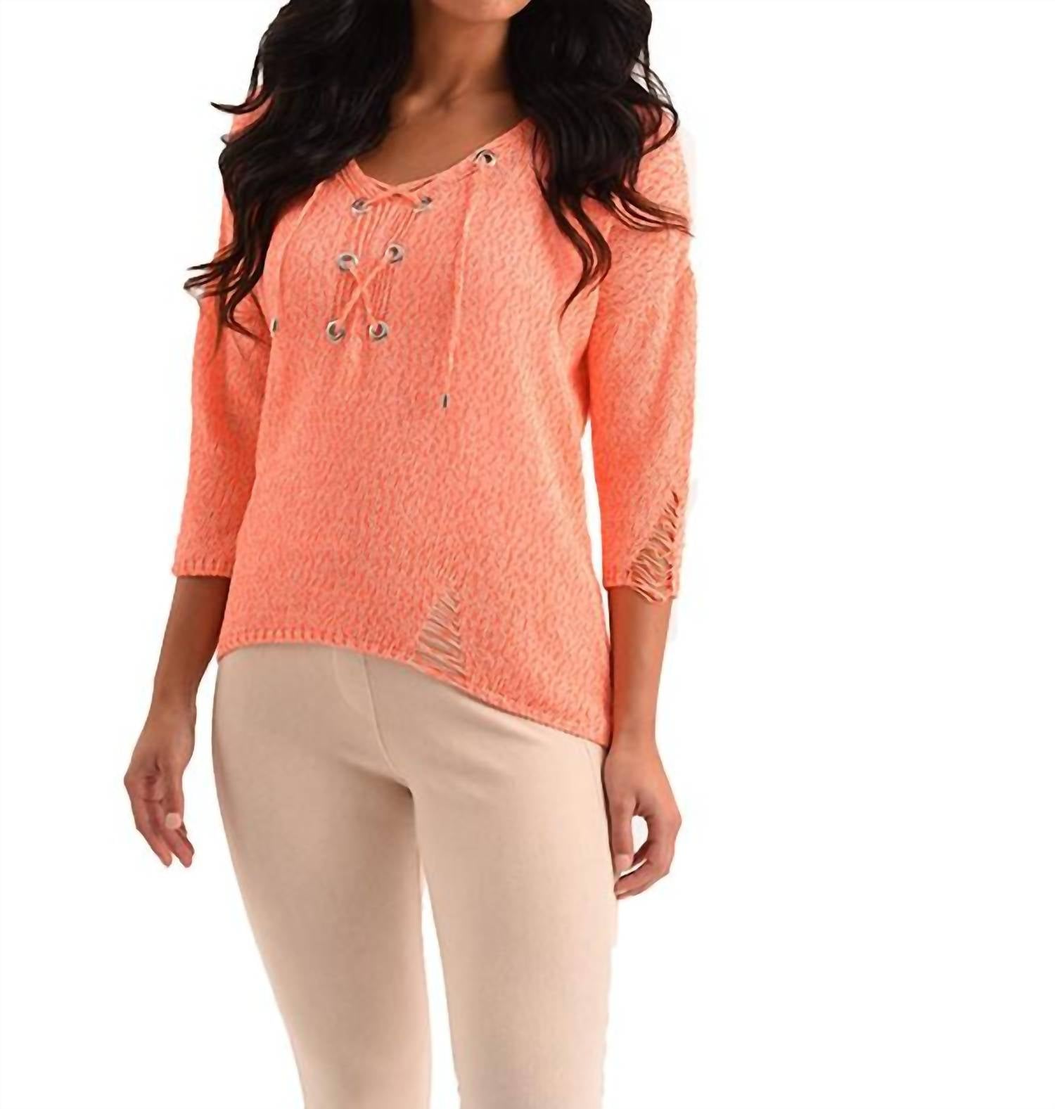 

Топ Sloane Crochet Raw Cut Tie Top в персиковом цвете french kyss