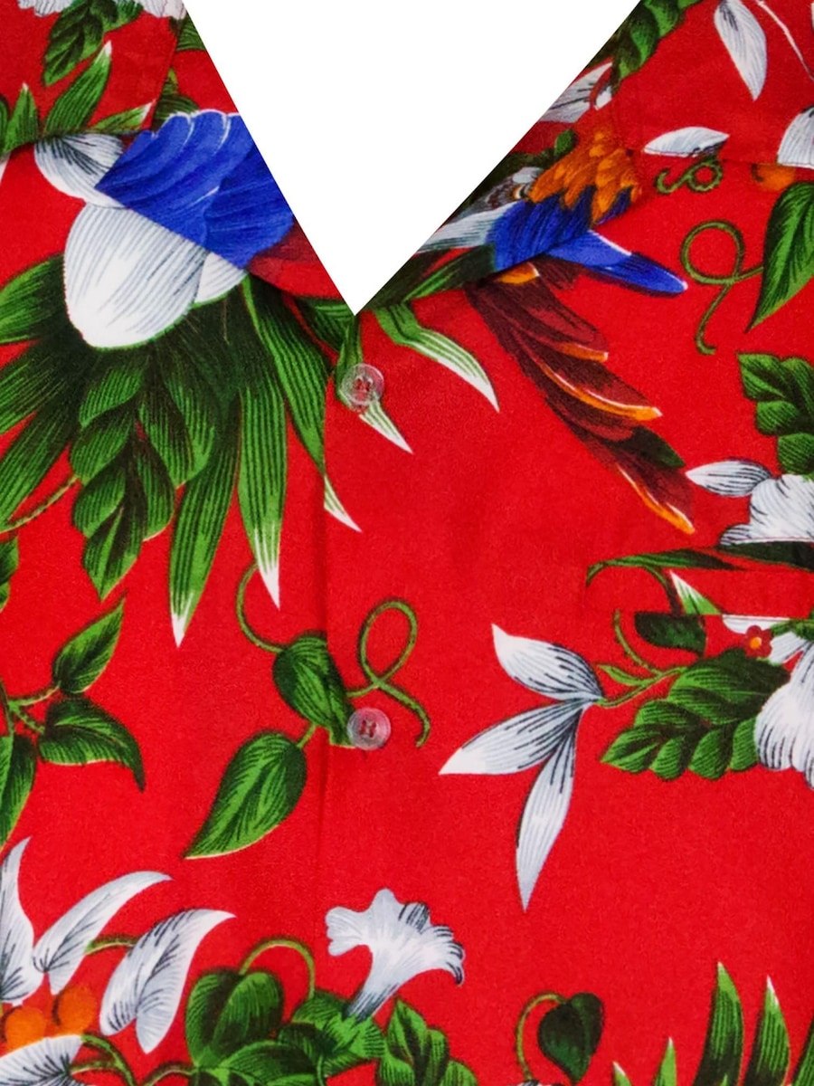 Рубашка на пуговицах классического кроя King Kameha Cherryparrot, красный — фото 3