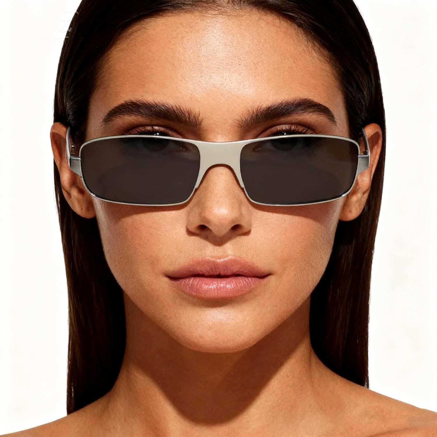 

Солнцезащитные очки bullabulling квадратной формы для женщин и мужчин, маленькие прямоугольные солнцезащитные очки в стиле 90-х, металлические, футуристические, с защитой от УФ-излучения UV400, Black/Black Tea