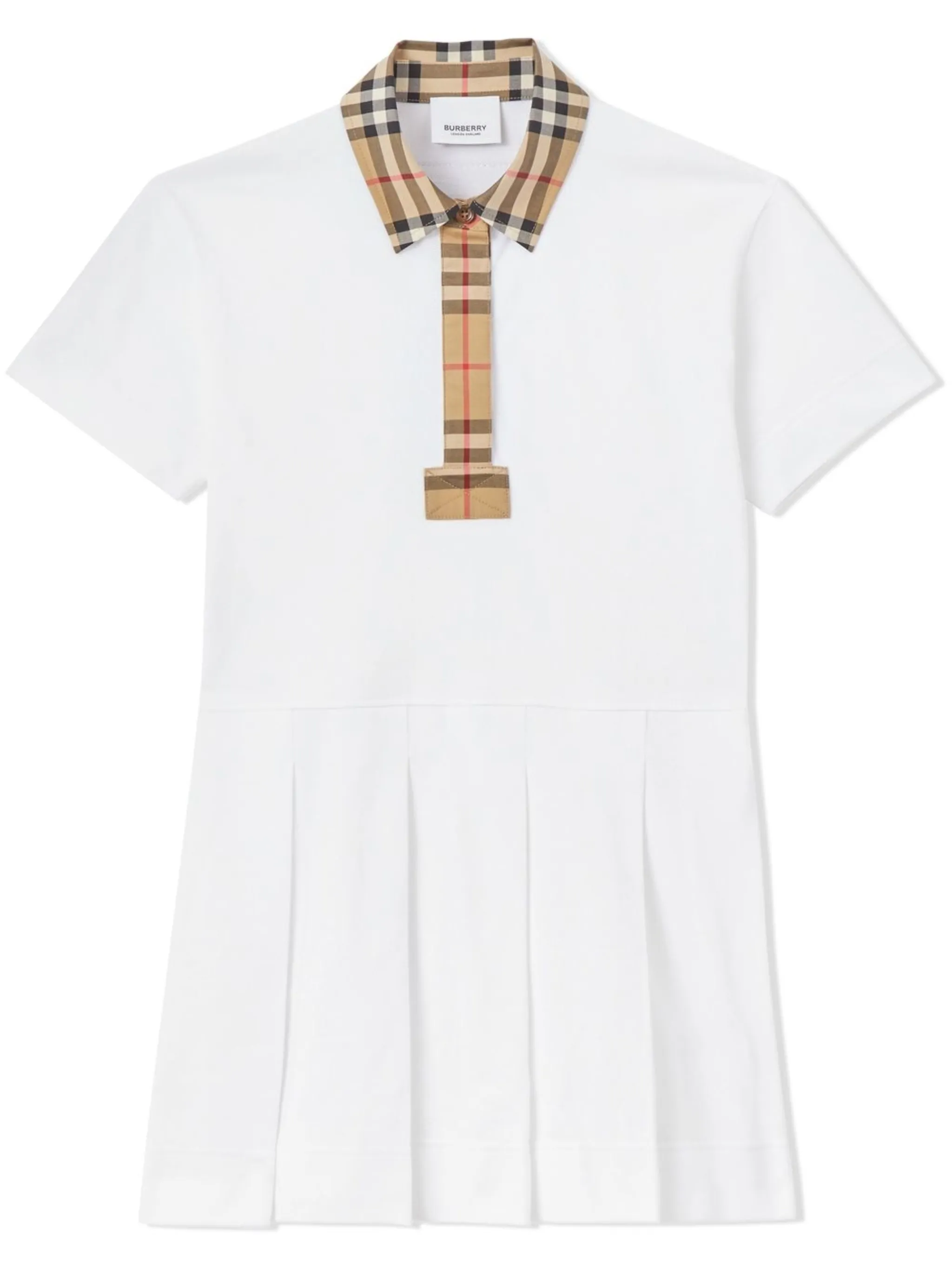 

Платье с отделкой в клетку Vintage Check Burberry Kids, белый