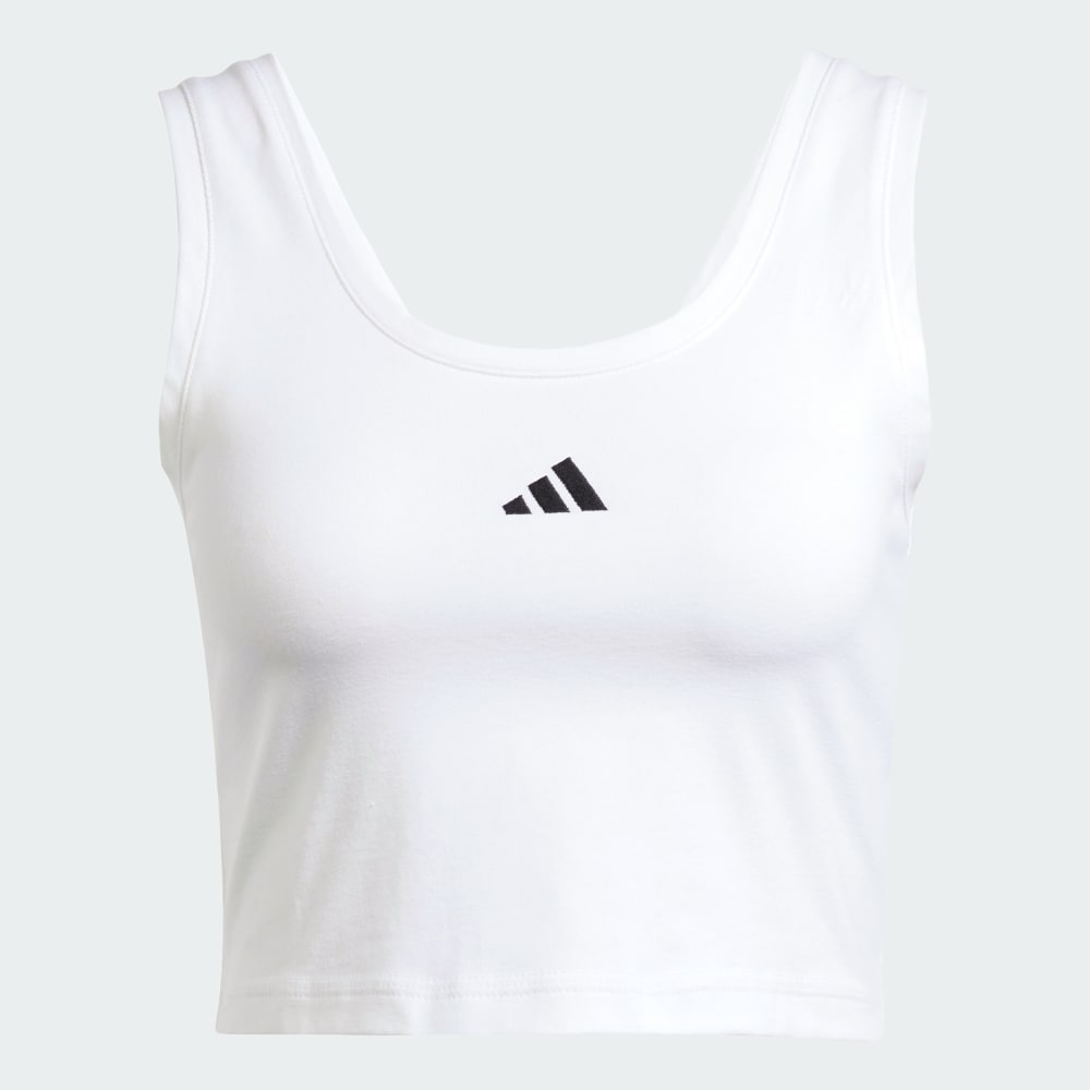 Топ Adidas Essentials Small Logo Cotton Lifestyle Tank Top, белый/черный — фото 4