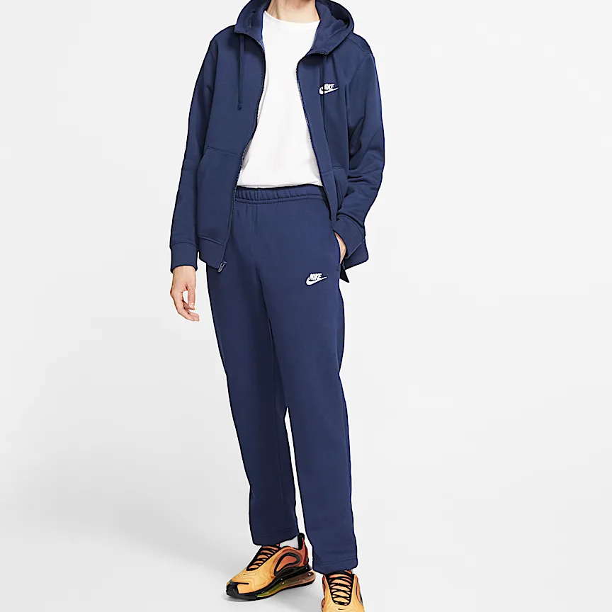 Спортивные штаны Club Fleece с подкладкой, мягкие и удобные, на шнурках, мужские Nike, темно-синий/белый — фото 4