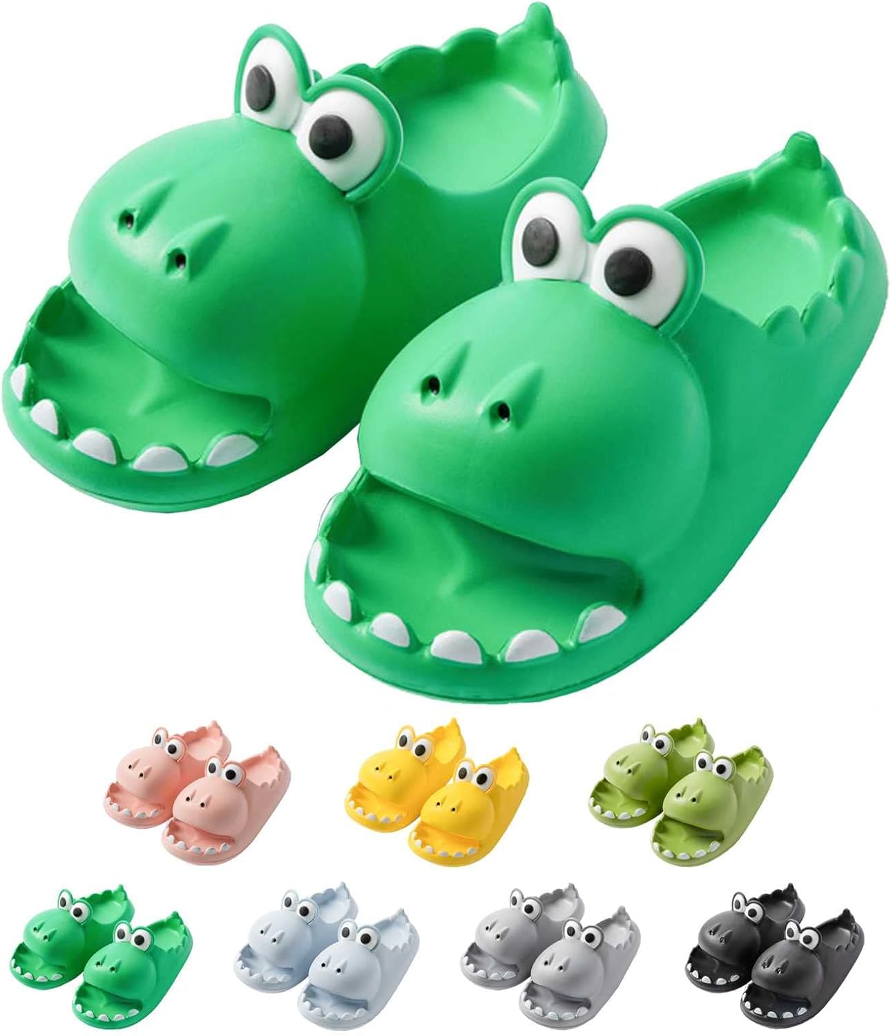 

LXLHZD Милые тапочки-сланцы с динозавром для женщин и мужчин, 4 см, супер мягкие, с толстой подошвой, домашние тапочки, шлепанцы для душа, открытый носок, летние пляжные и домашние тапочки, зеленый