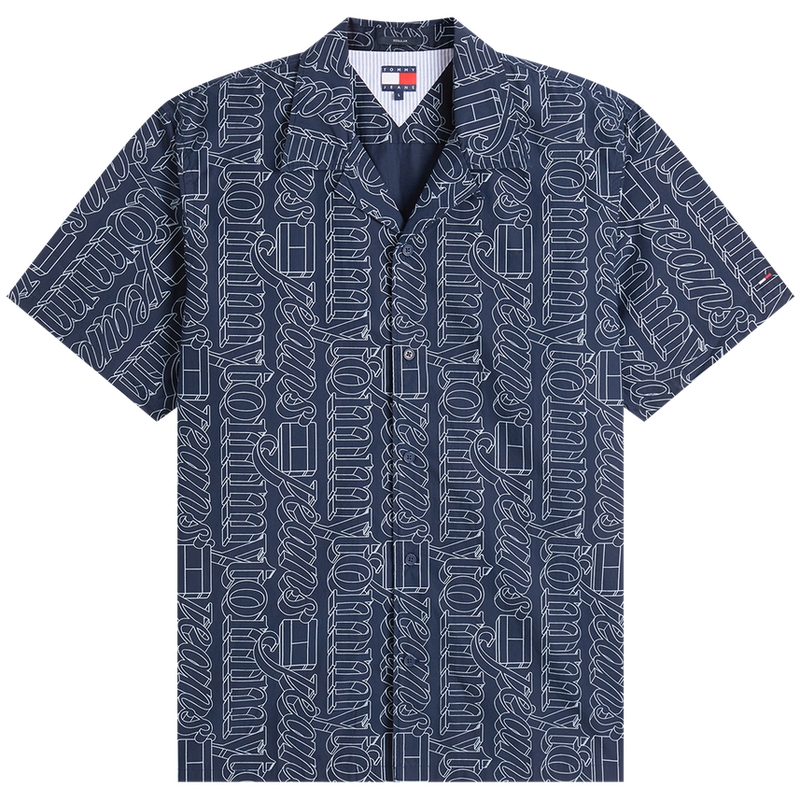 

Tommy Hilfiger Рубашка мужская Navy Blue C1G Cuban Collar Moderate Others