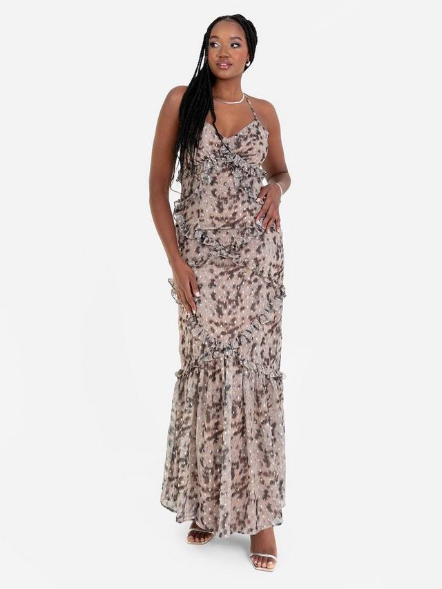 

Абстрактное платье макси с рюшами и принтом животных Anaya With Love, Subtle Animal Print