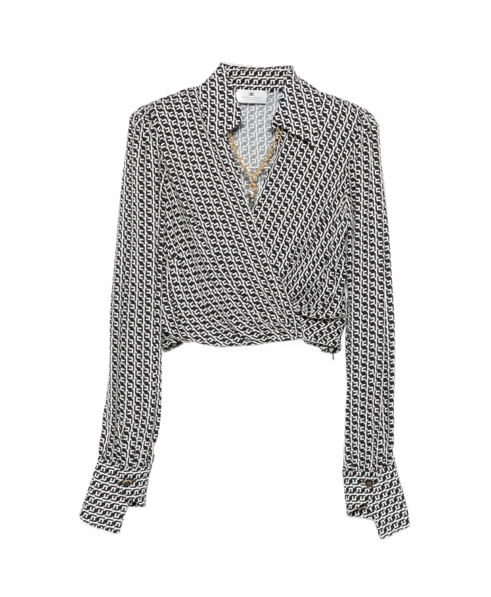 

Рубашка с длинными рукавами и цепочным узором. Elisabetta Franchi, черный