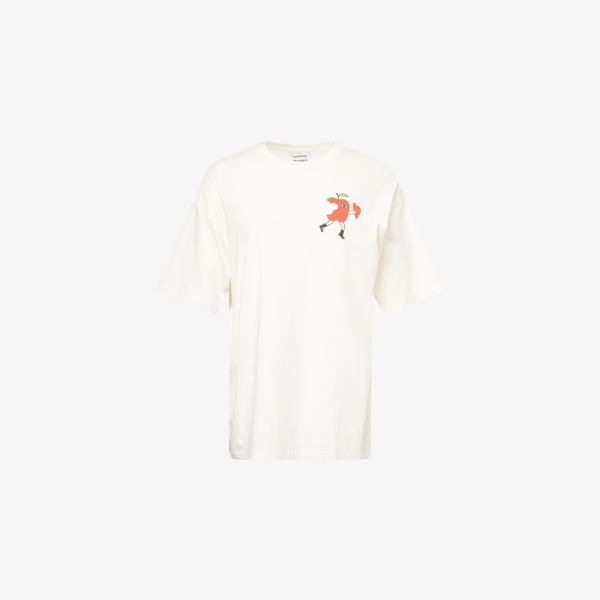 

Футболка из хлопкового джерси с принтом в виде яблочной кожуры Damson Madder, экрю