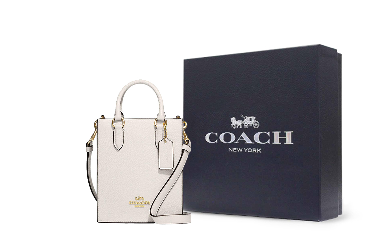 

COACH Кожаная сумка-шоппер через плечо мини женская белая