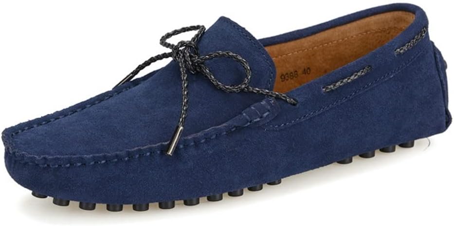 

Мужские лоферы из натуральной кожи с круглым носком, строчкой, деком из кожи, резиновой подошвой, замшевой верхней частью, удобные, гибкий низкий каблук, классические модные слипоны Jiadeli, синий