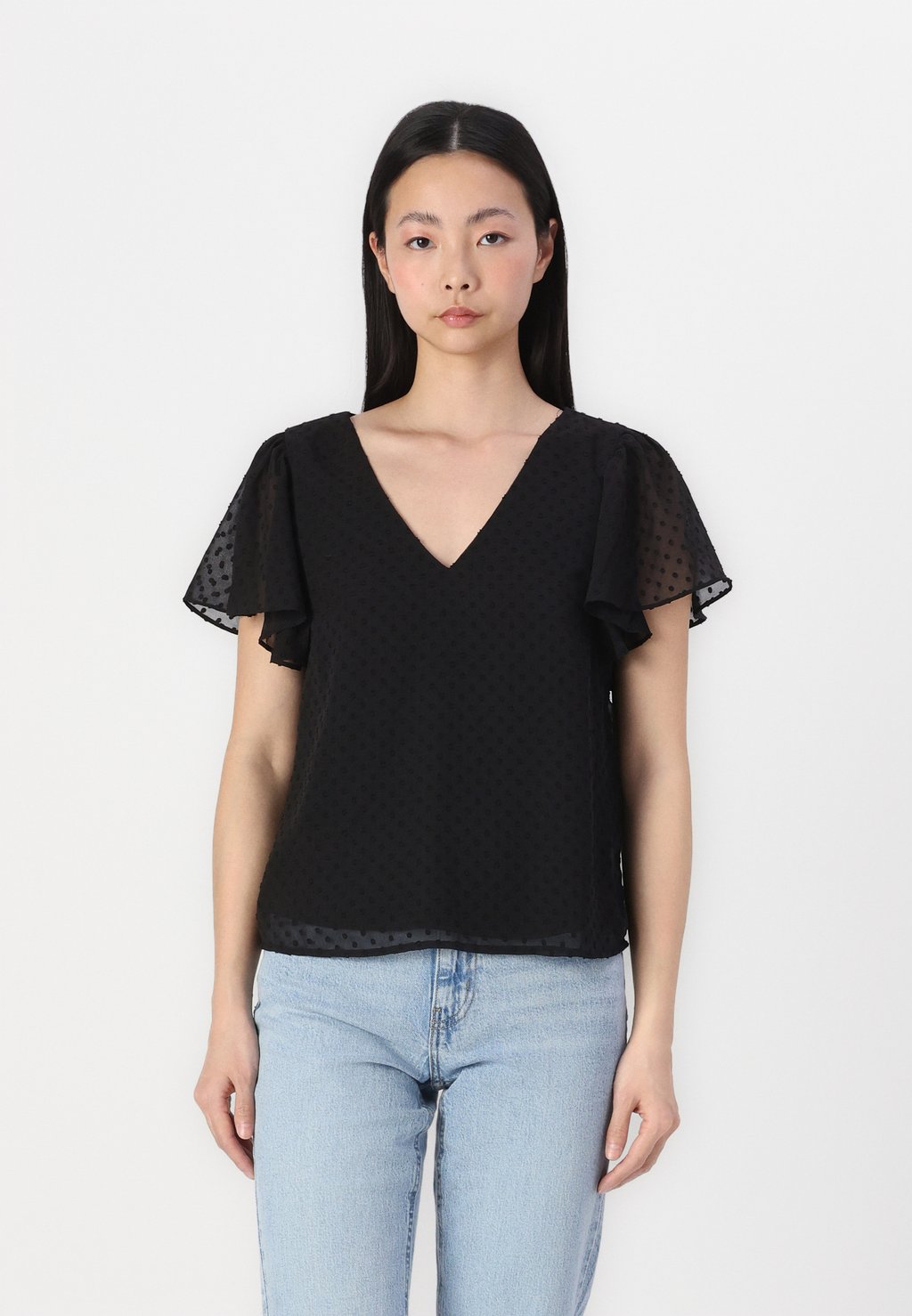 

Блуза VIMICADA DOBBY V NECK VILA, черный