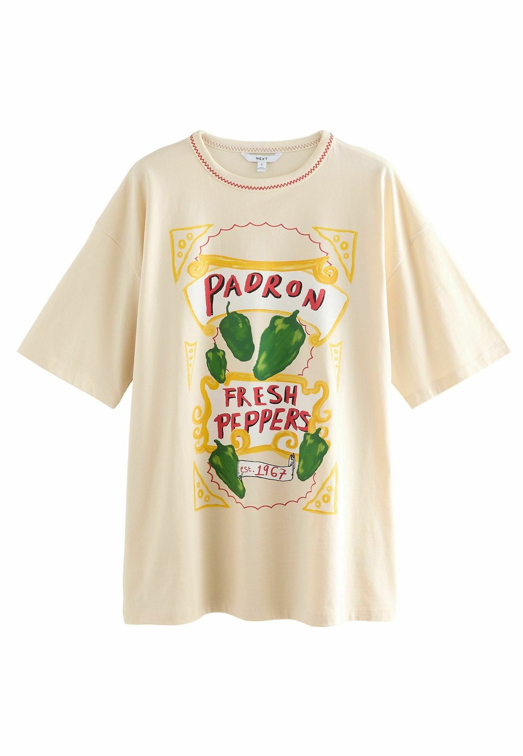 

Футболка с принтом FUN GRAPHIC OVERSIZED SHORT SLEEVE CREW NECK Next, бежевый