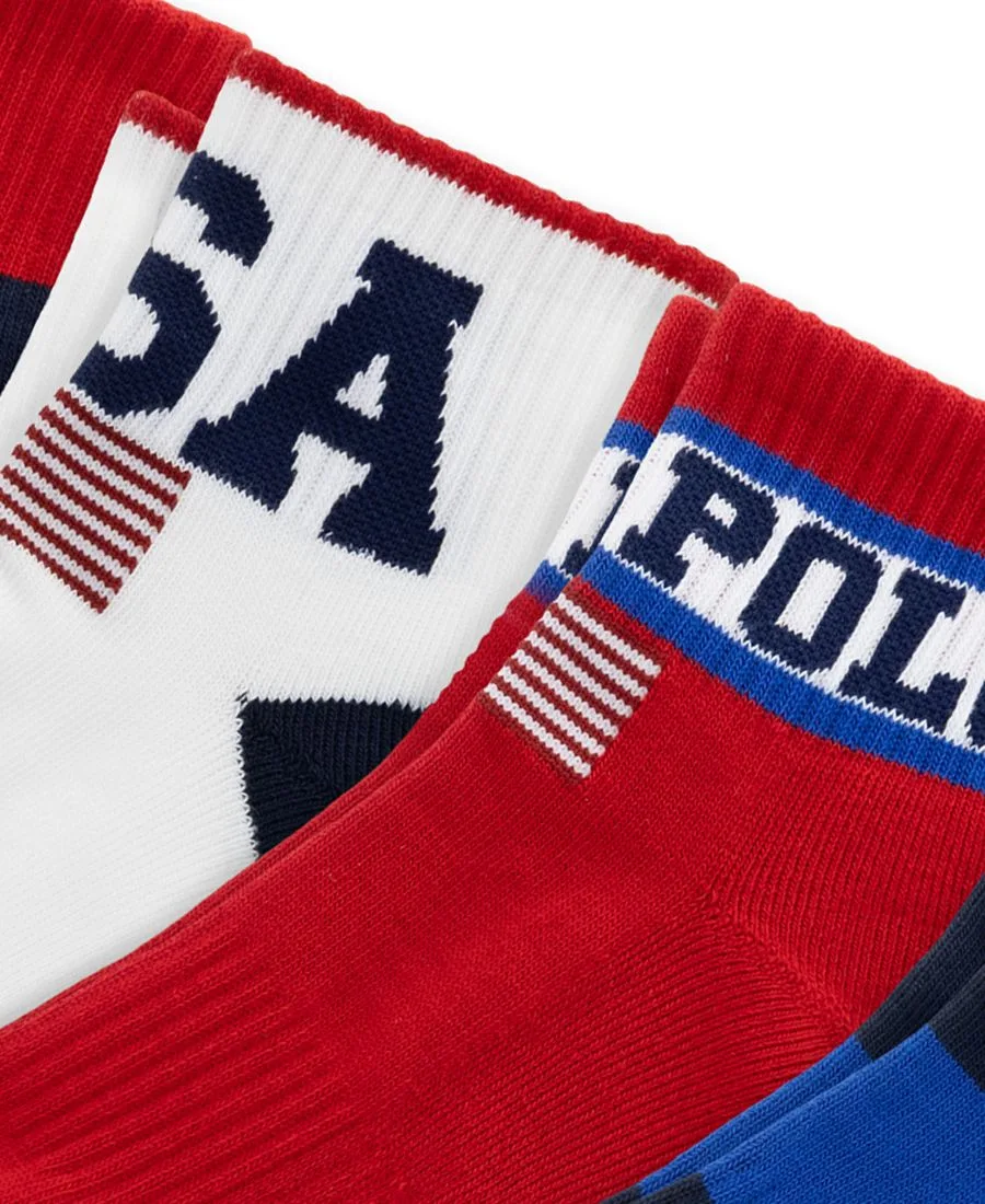 Мужские носки USA Stadium Quarter Socks, 6 пар Polo Ralph Lauren, темно-синий/белый/красный — фото 2
