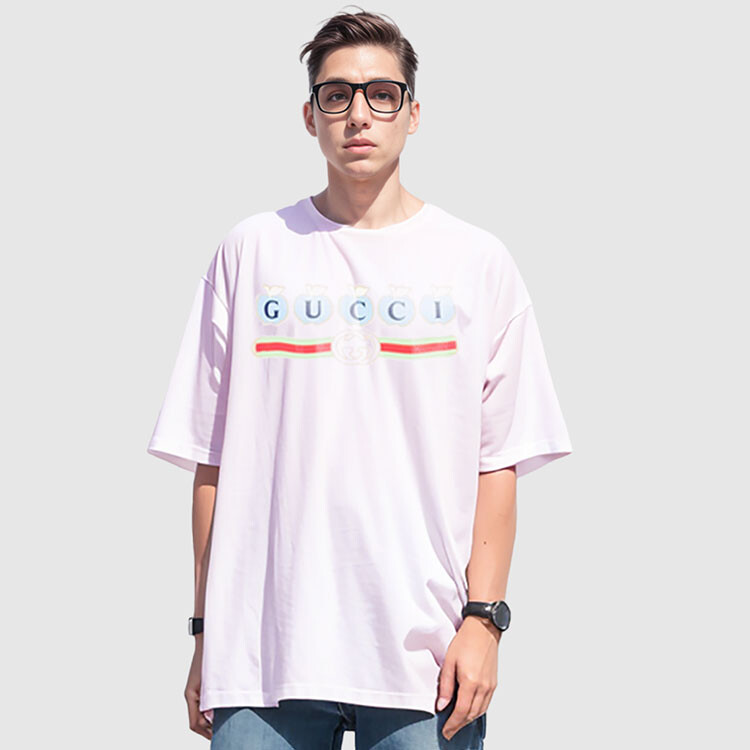 Футболка Gucci Унисекс, классический крой, розовый — фото 4
