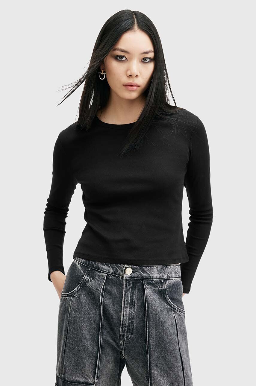 

Хлопковый топ с длинными рукавами AllSaints STEVIE LS TEE, черный