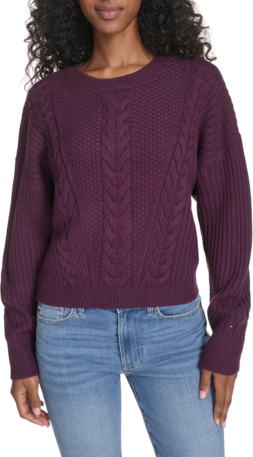 

Женский однотонный свитер Bobbi с круглым вырезом Tommy Hilfiger, Aubergine