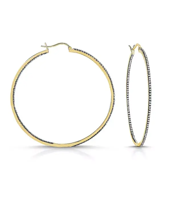 

Тонкие большие серьги-кольца с ослепительно цветными кубическими цирконами Rachel Glauber, two-tone