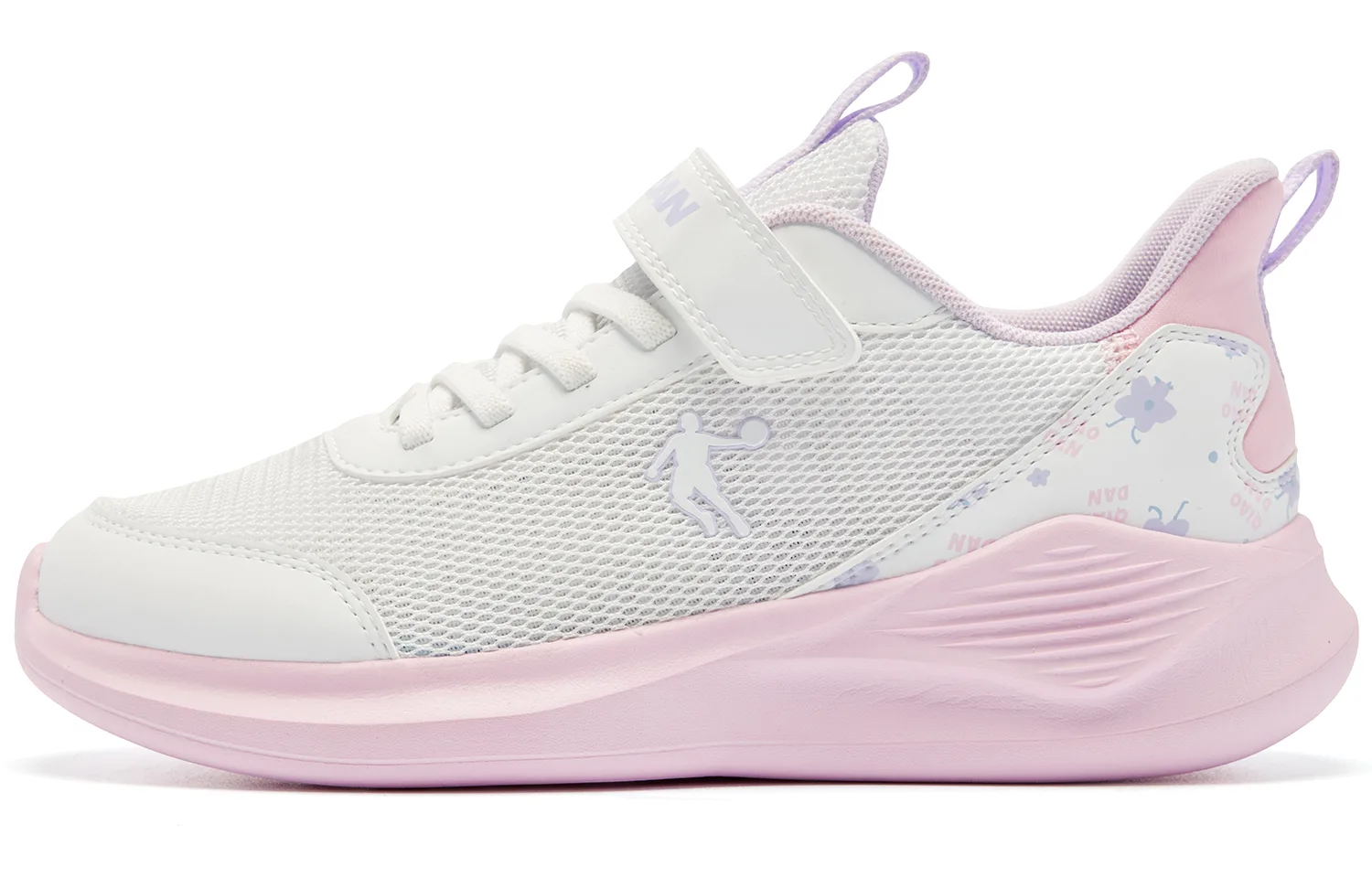 QIAODAN Детские кроссовки для бела low top бело-фиолетовые с противоскользящей и износостойкой подошвой