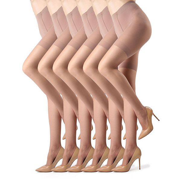 

6 пар женских кристальных утягивающих колготок 12 denier longline Memoi, Honey