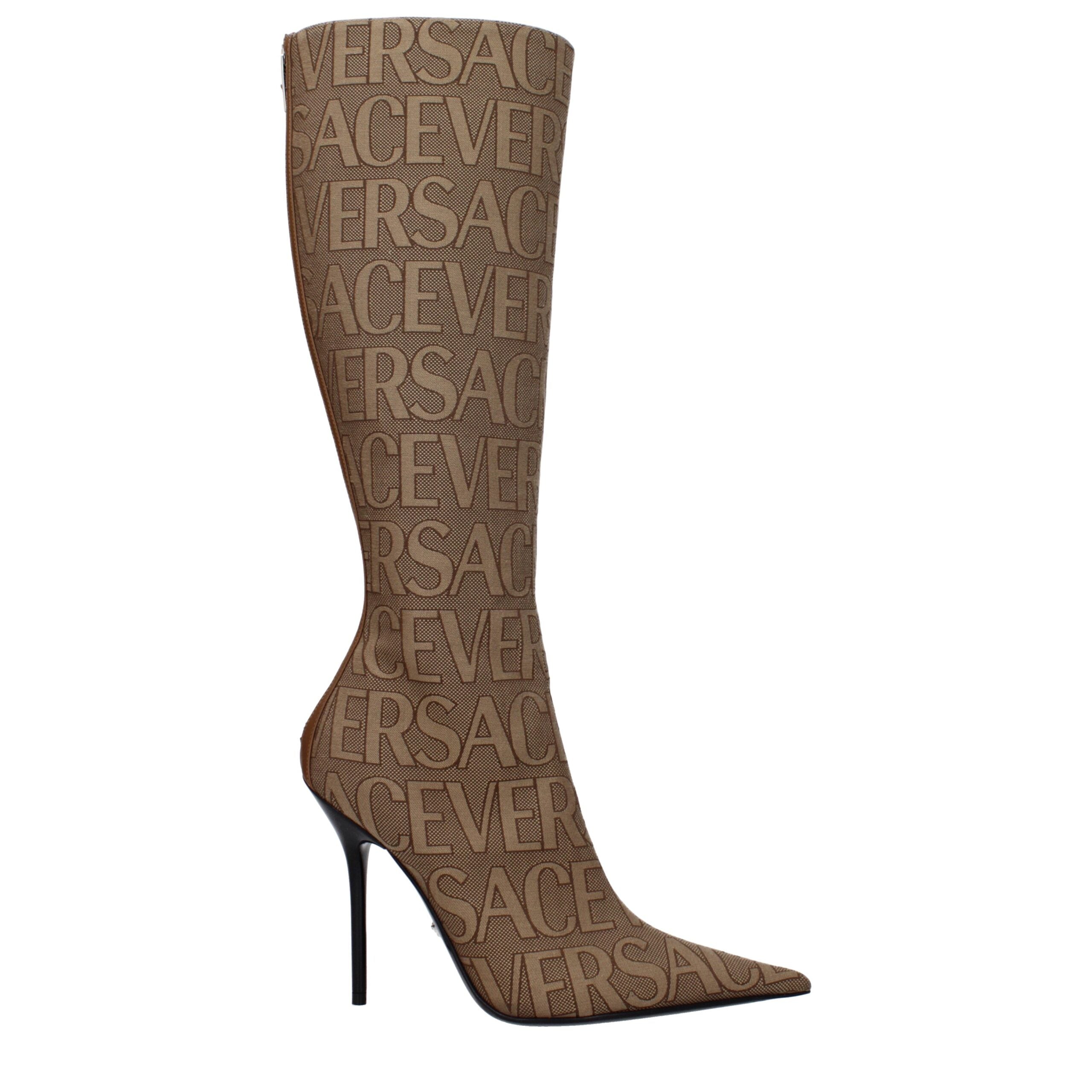 Женские ботинки Versace из ткани, бежевый