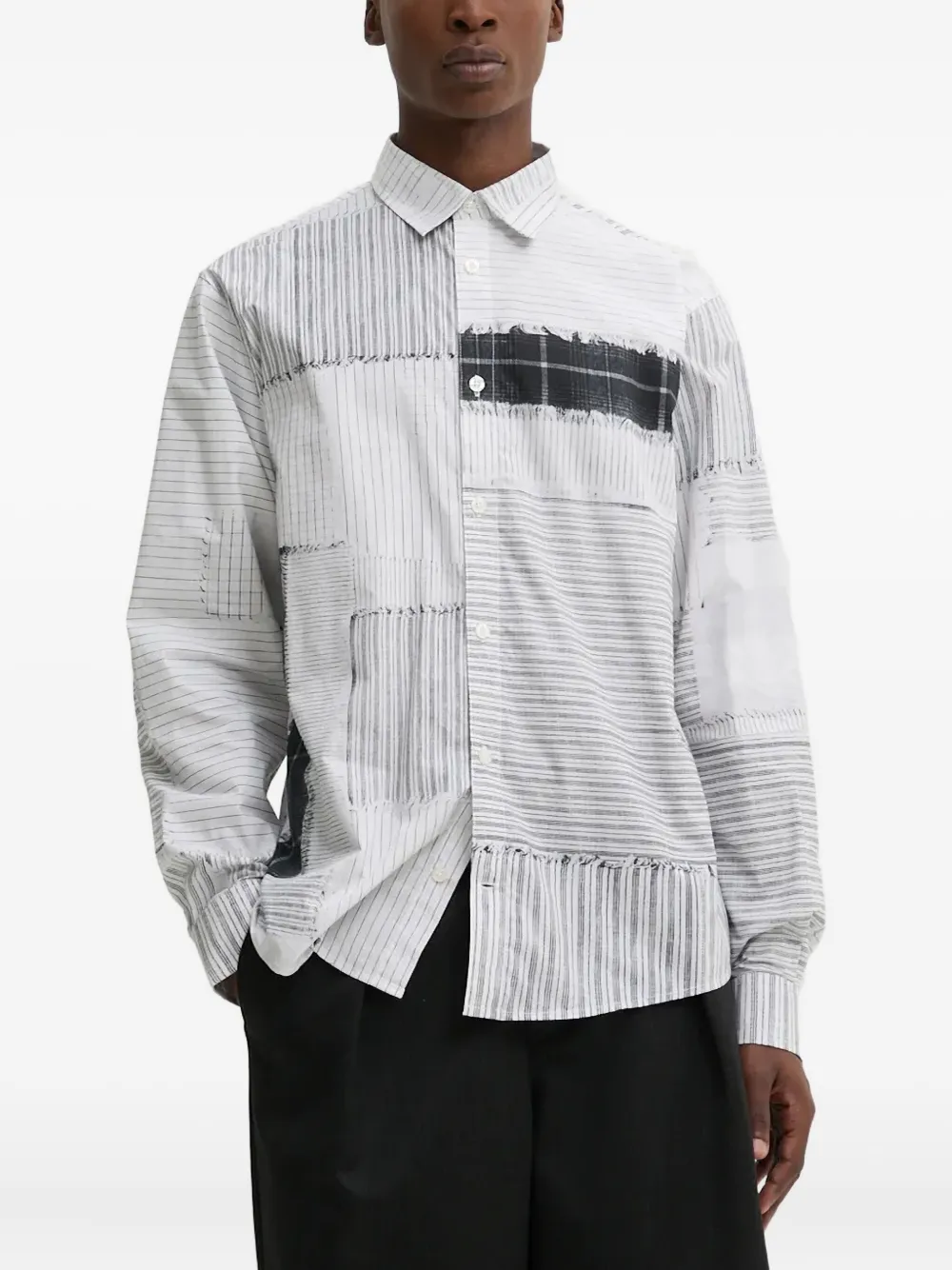 

Полосатая рубашка в технике пэчворк Desigual, серый