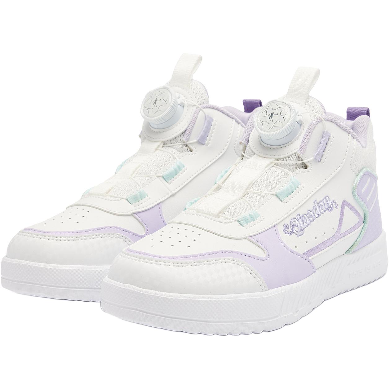 QIAODAN Детские кроссовки Jordan White/Kapok Purple с противоскользящей подошвой и износостойким верхом для скейтбординга для подростков — фото 3
