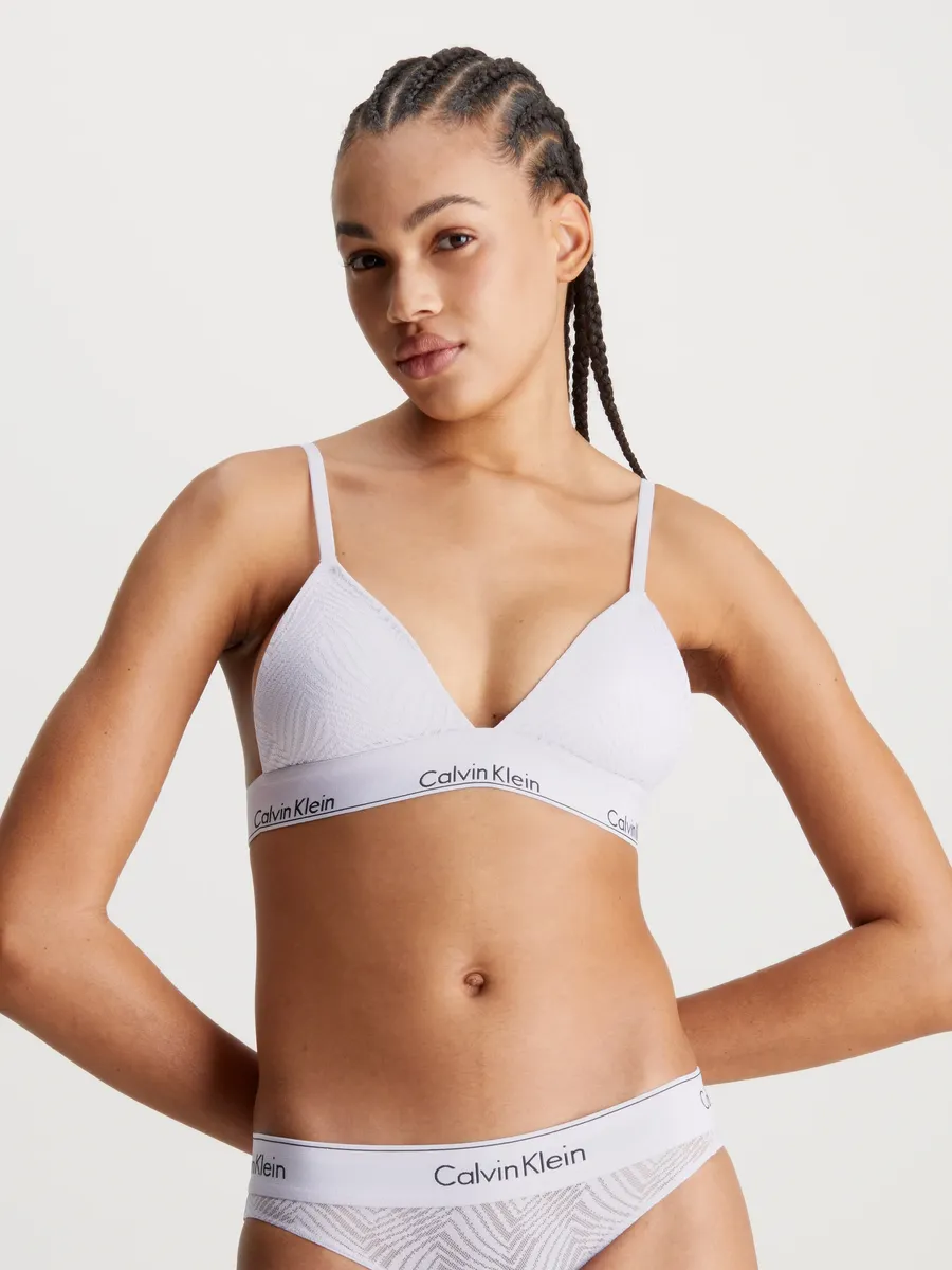 

Треугольный бюстгальтер Calvin Klein Underwear "LIGHTLY LINED TRIANGLE", с анималистической структурой, синий