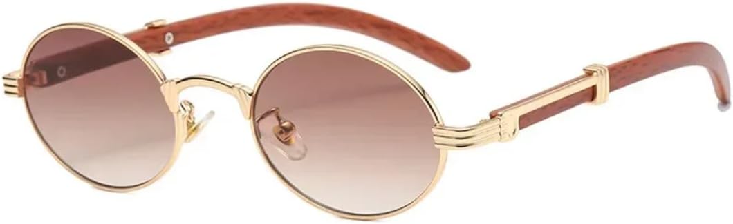 

Солнцезащитные очки с защитой от УФ-излучения UV400 | Маленькая овальная круглая оправа, цветные линзы | Для женщин и мужчин, для занятий спортом на открытом воздухе и вождения DSVIGF, Gold Brown