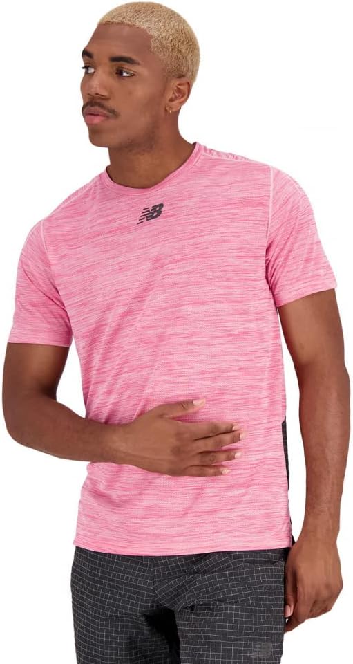 

Футболка New Balance (MT31251) с коротким рукавом Dry, футболка Impact Luminous с коротким рукавом, мужская, розовый