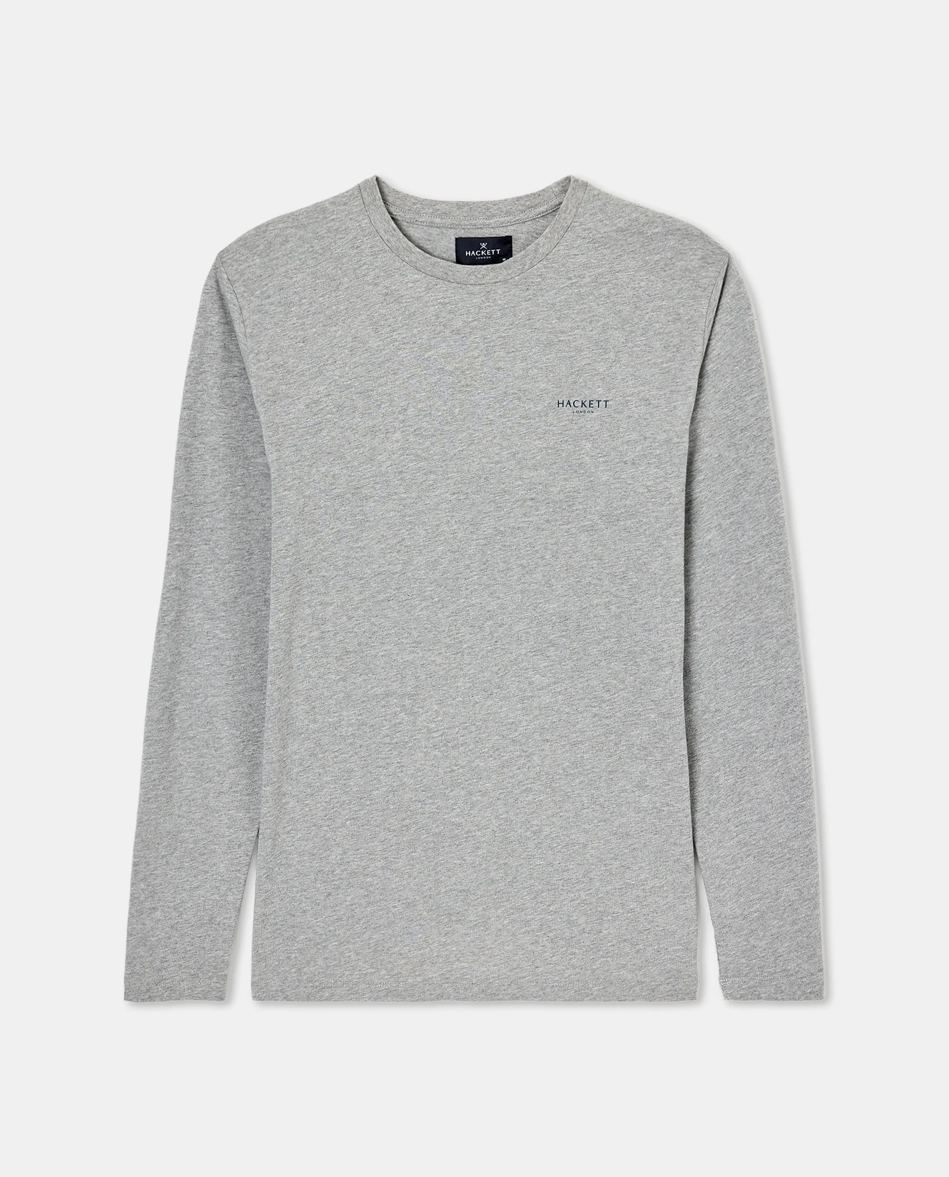 

Мужская хлопковая футболка с длинными рукавами и логотипом бренда на груди Hackett, серый