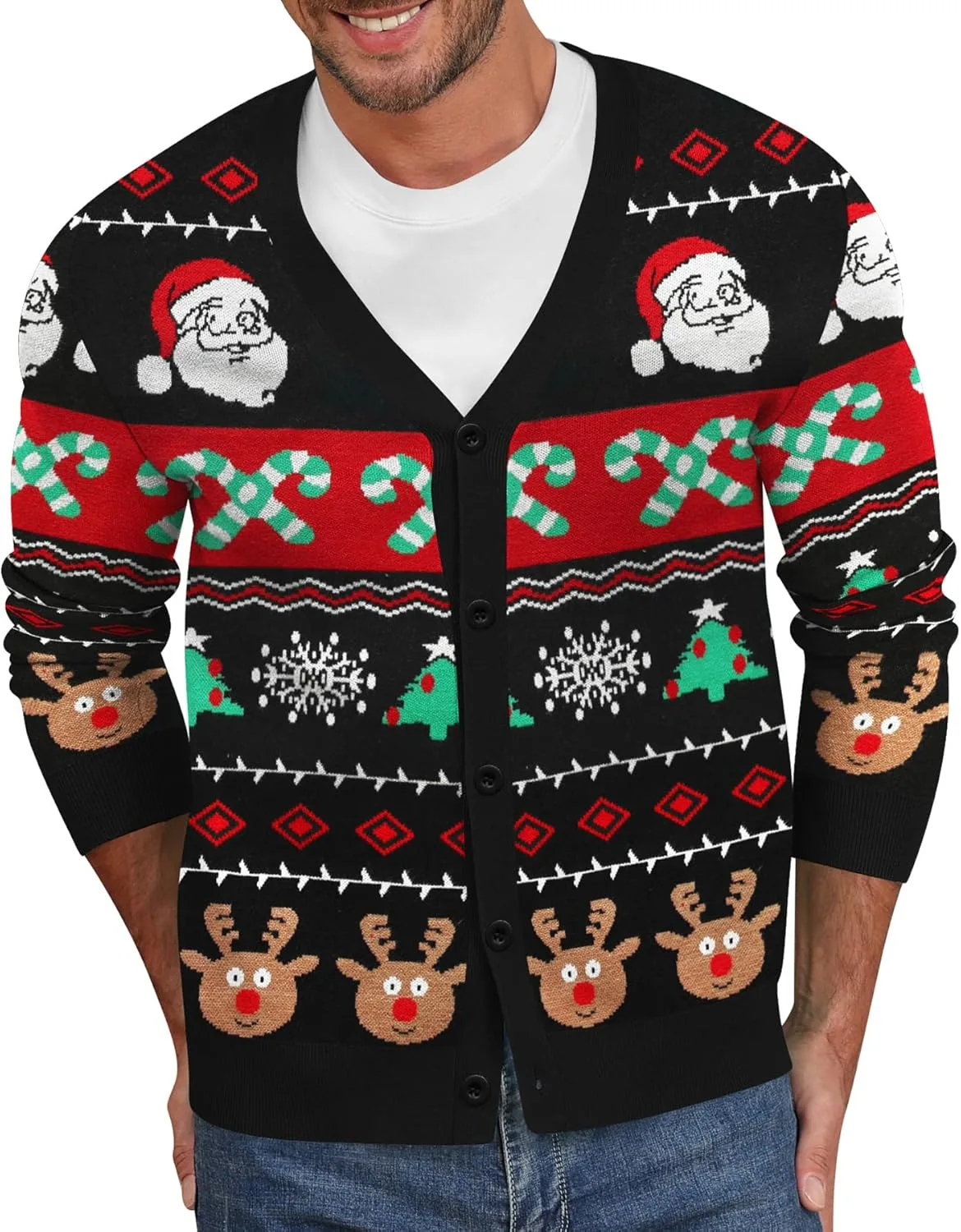 

Мужской рождественский свитер с оленями и снежинками NITAGUT