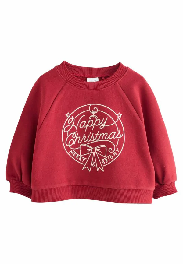 Толстовка с круглым вырезом стандартного кроя Next, Burgundy Red Happy Christmas — фото 4