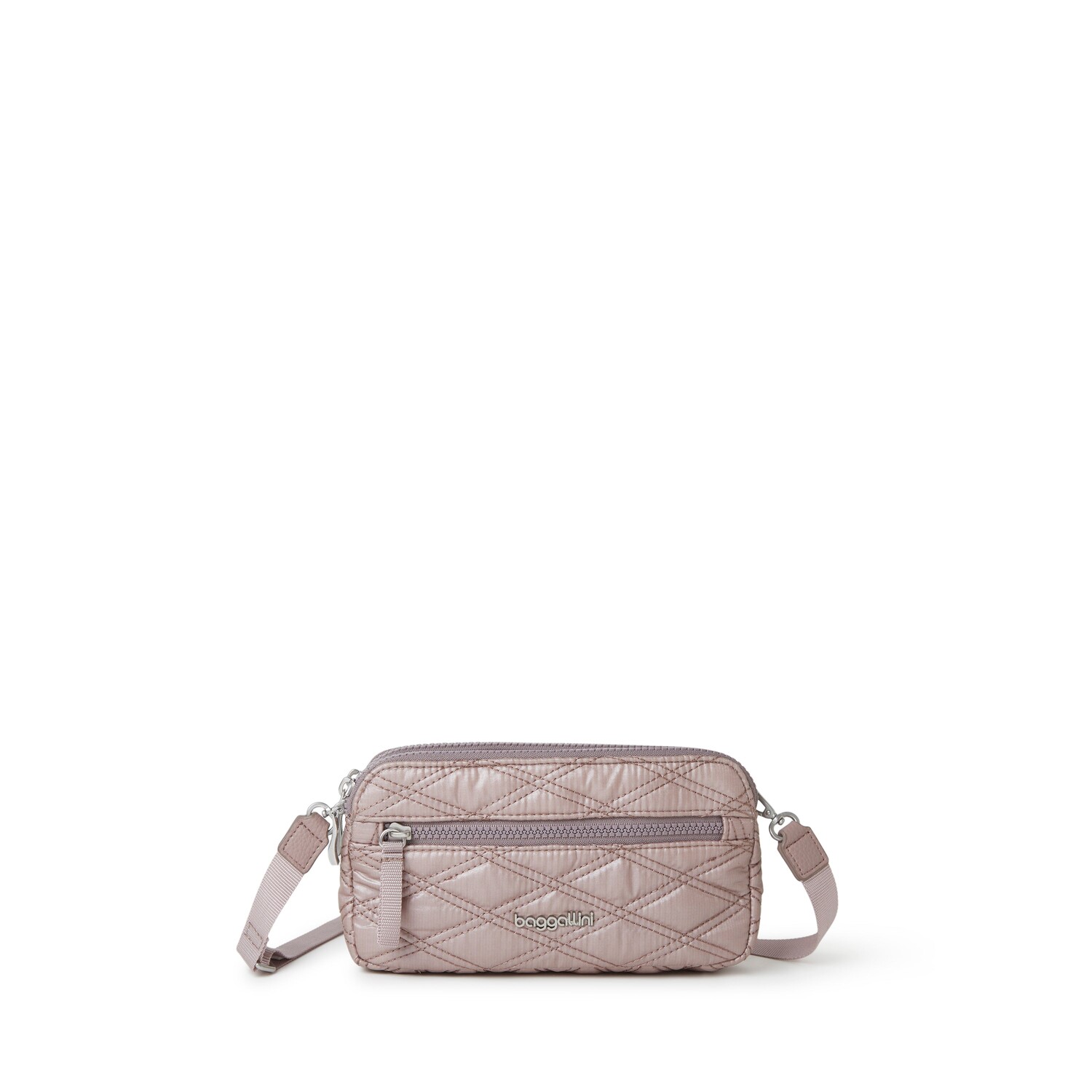 

Baggallini Стеганая мини-сумка через плечо, цвет Rose Metallic