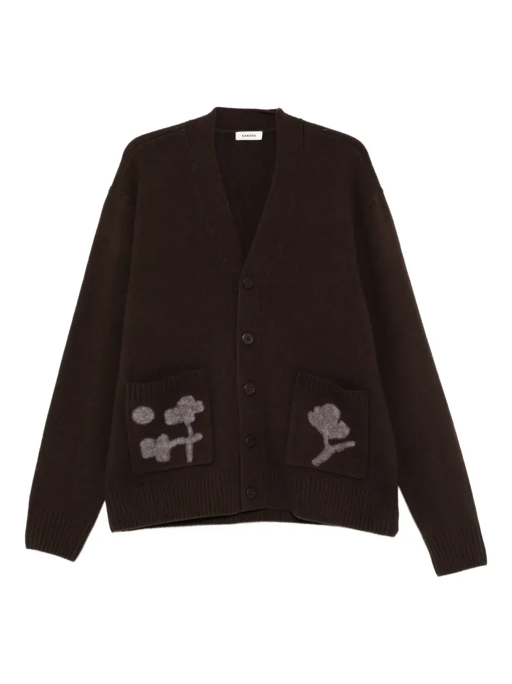 

Шерстяной кардиган с цветочным принтом Sandro, коричневый