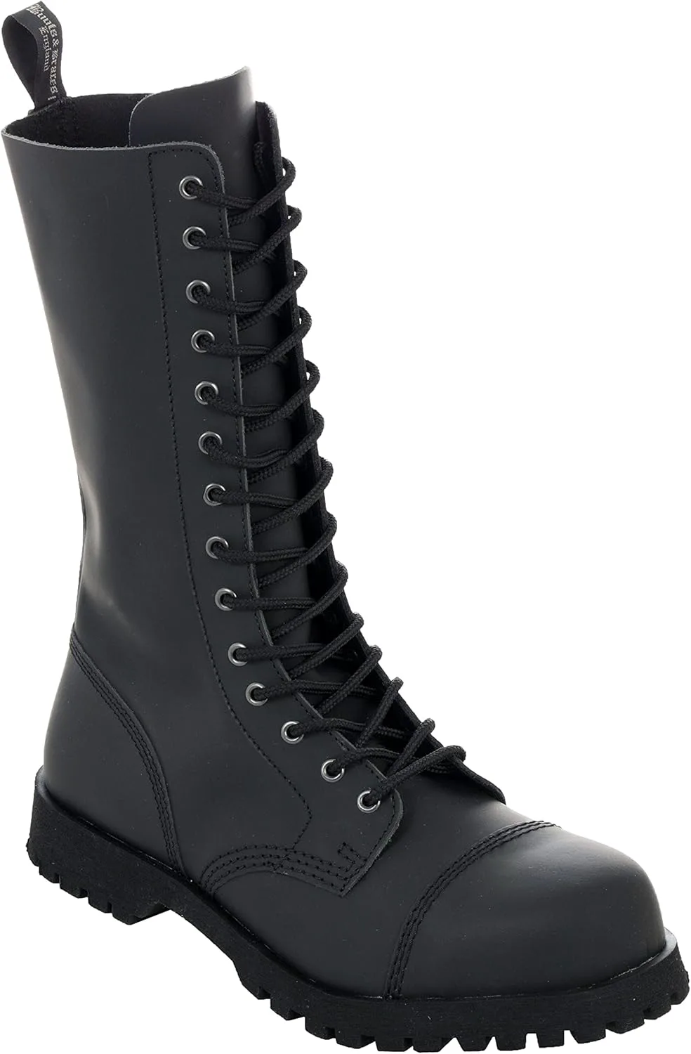 Мужские черные ботинки Boots & Braces England с 14 дырками, матовой стальной носок, рейнджерские Spirit of England, черный — фото 3
