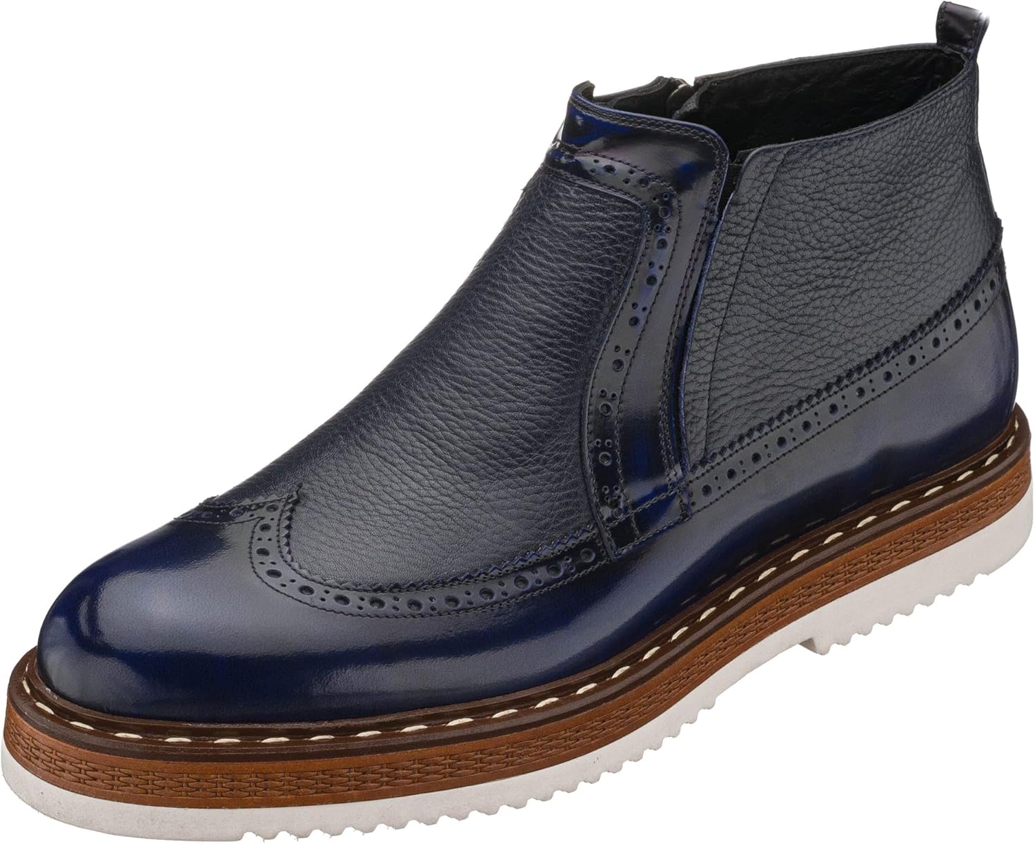 

Мужские ботинки DALGALA Chelsea из темно-синей кожи ручной работы с брогированием, с застежкой-молнией