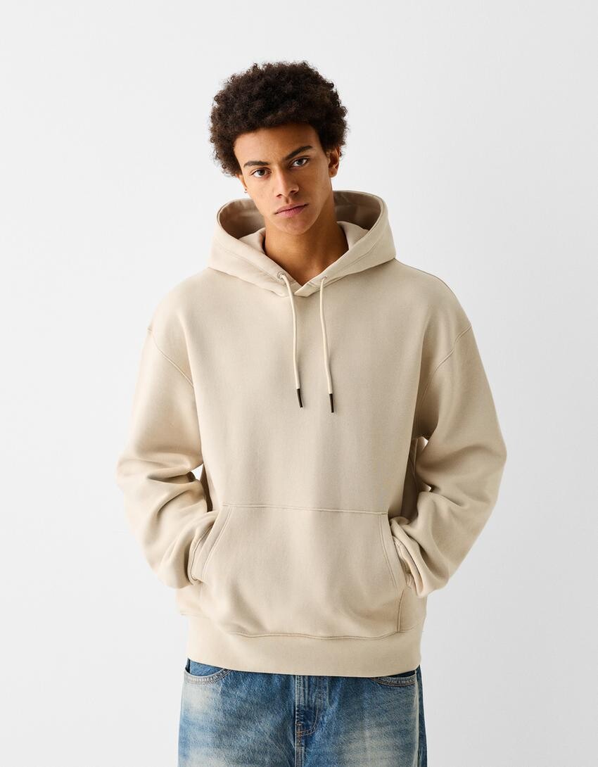

Толстовка с капюшоном Bershka, бежевый