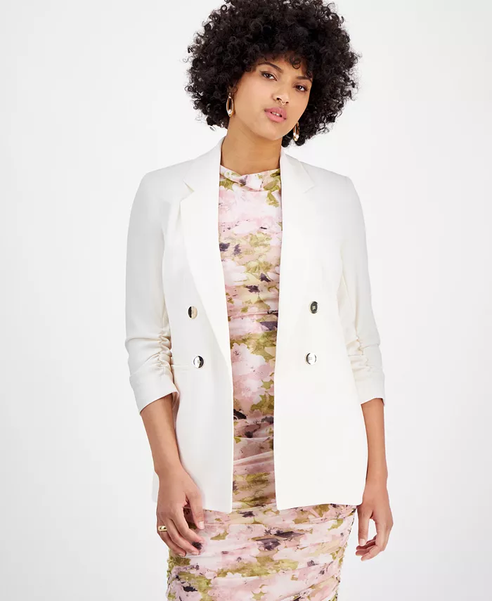 

Женский двубортный пиджак с рукавами-фонариками Bar III, белый